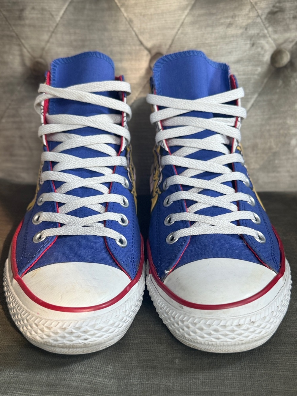 Converse Chuck Taylor All Star Shoes Pop Art High Top Blue Yellow Sneaker 113848